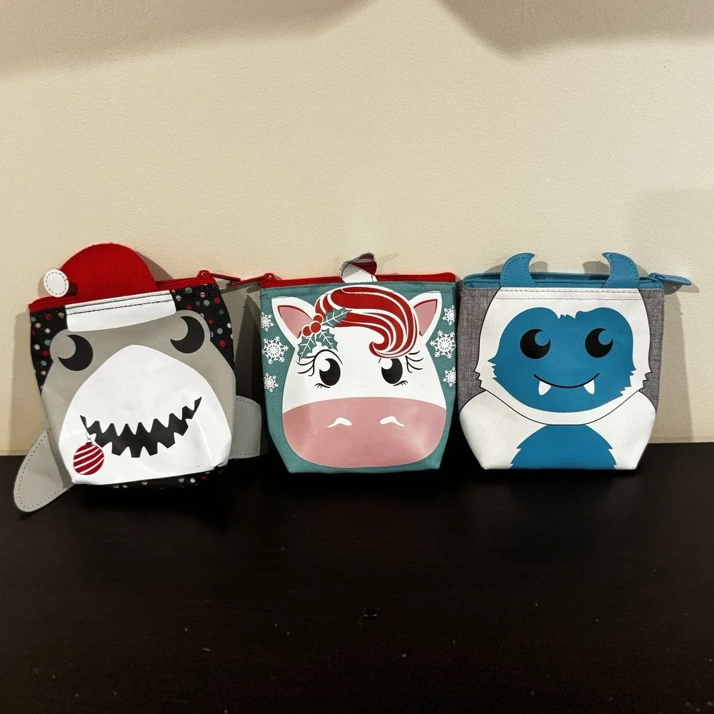 Thirty-One 31 Cool Zip Snacker Holiday Shark, Unicorn, Yeti Snack SizedThermals